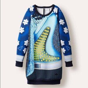 Mary Katrantzou x Adidas Women's Rowdy abstract sports Sweatshirt Dress Large